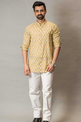 Hand block Print Shirt In Yellow