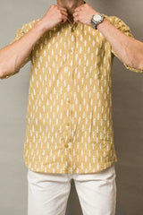 Hand block Print Shirt In Yellow