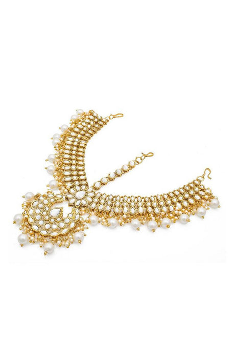  Buy Women's Alloy Maang Tika in Gold and White Online