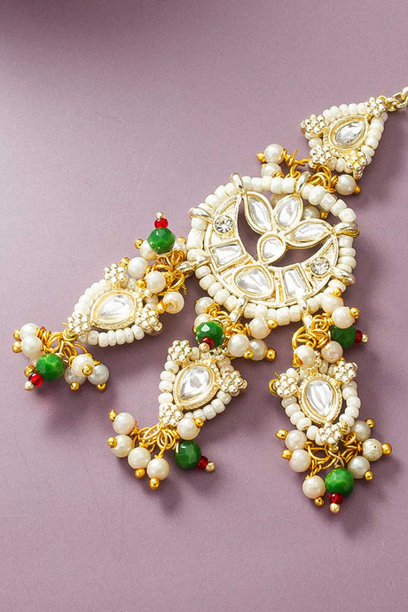 Traditional Multi Color Kundan With Pearls Maang Tikka