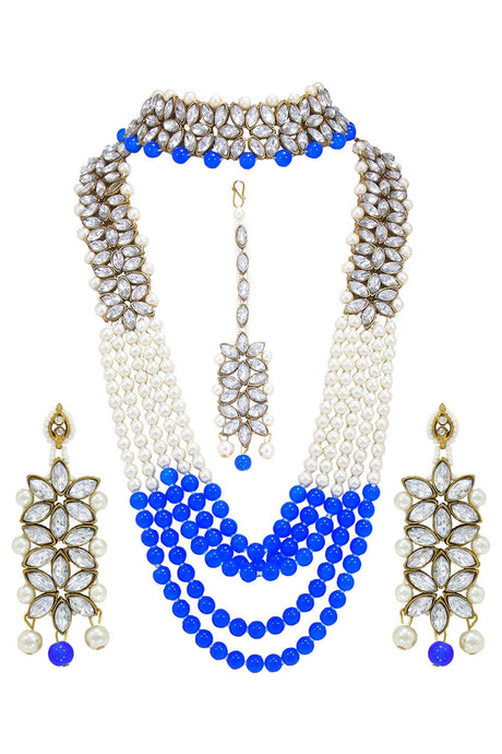 Buy Women's Alloy Necklace Set in Blue Online - Back