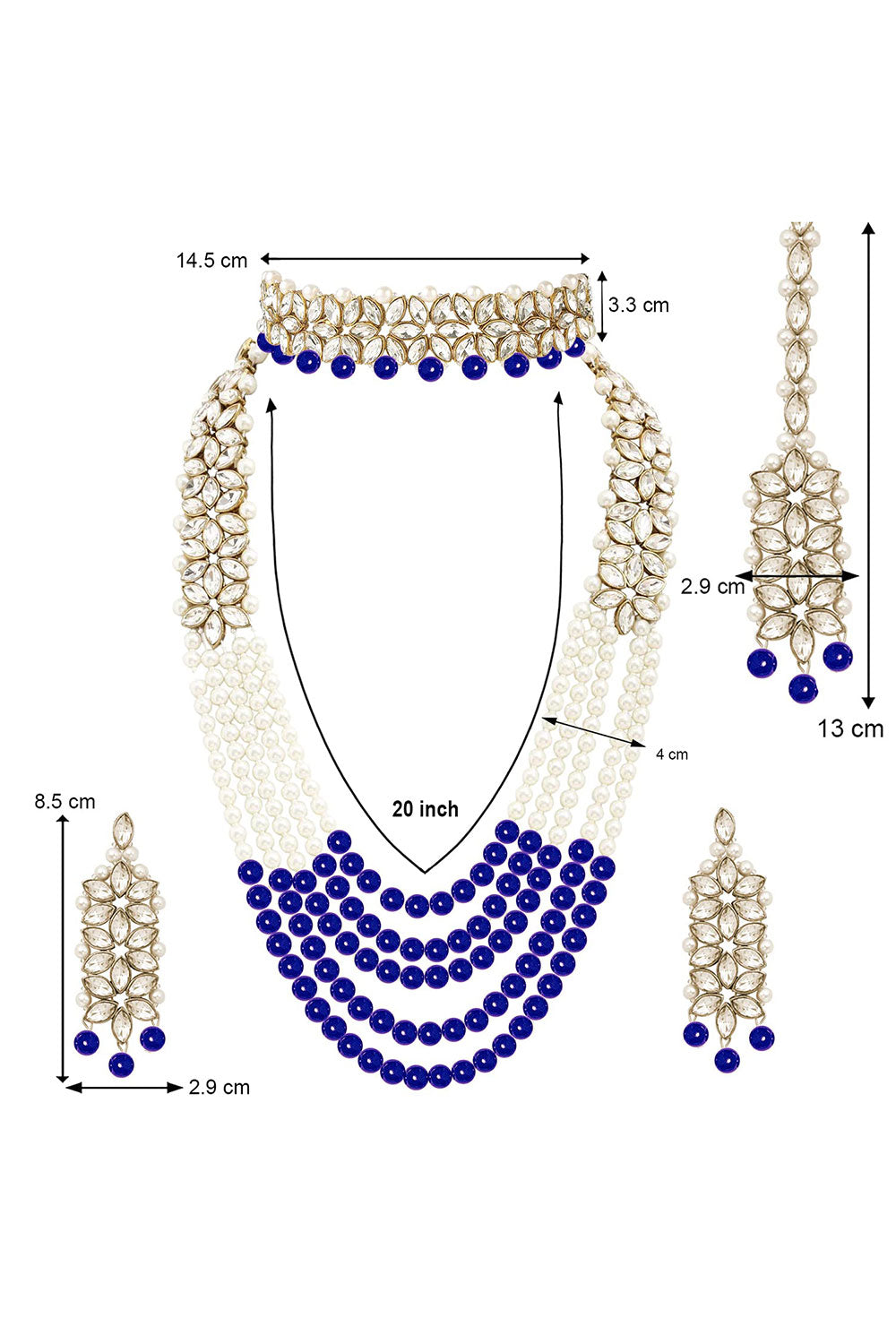 Buy Women's Alloy Necklace Set in Blue Online - Front