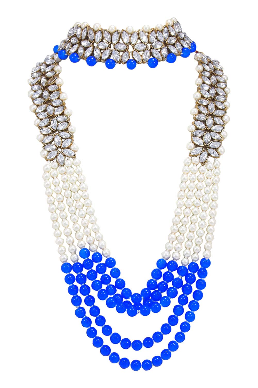 Buy Women's Alloy Necklace Set in Blue Online - Side