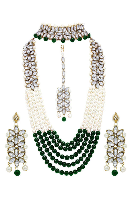 Buy Women's Alloy Necklace Set in Green Online - Back