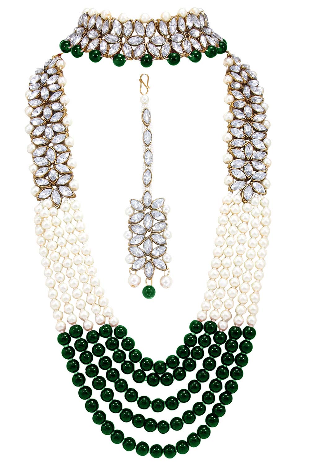 Buy Women's Alloy Necklace Set in Green Online - Front