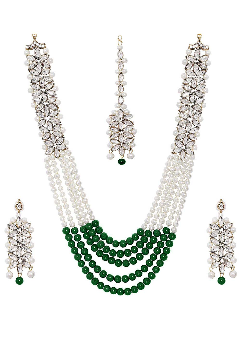 Buy Women's Alloy Necklace Set in Green Online - Zoom In