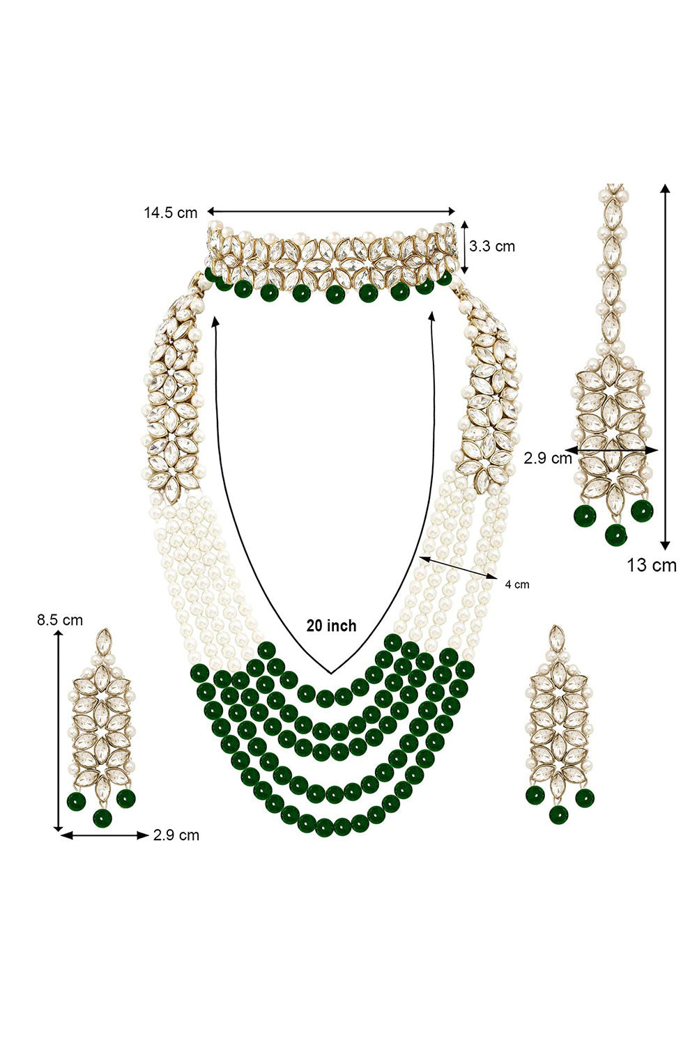 Buy Women's Alloy Necklace Set in Green Online - Zoom Out