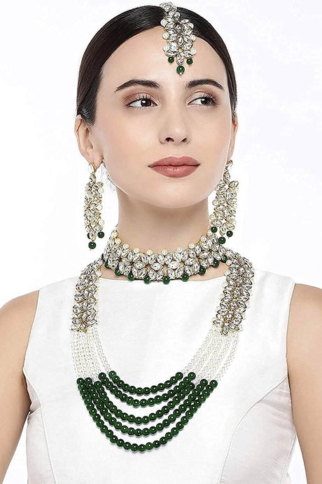 Buy Women's Alloy Necklace Set in Green Online