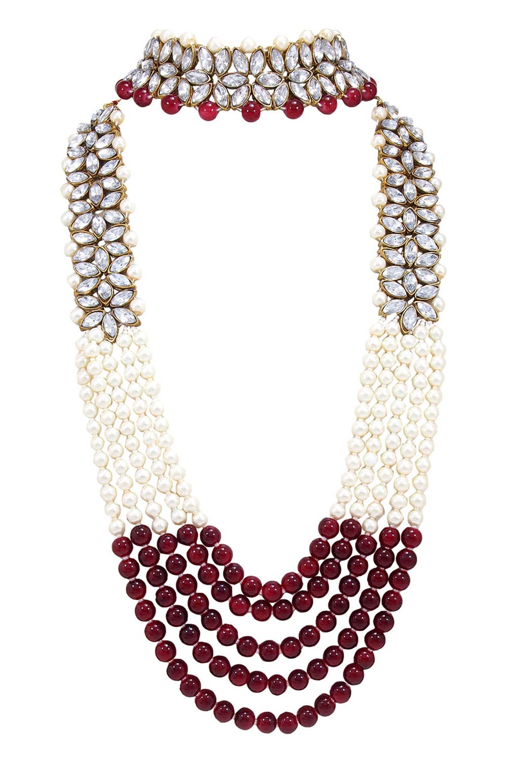 Buy Women's Alloy Necklace Set in Maroon Online - Front