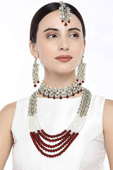 Buy Women's Alloy Necklace Set in Maroon Online