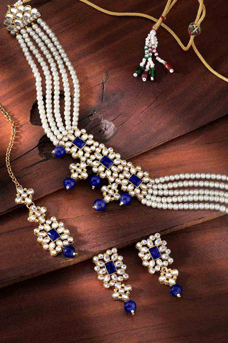 Buy Women's Alloy Choker Set in Blue