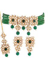 Buy Women's Alloy Choker Set in Green - Front