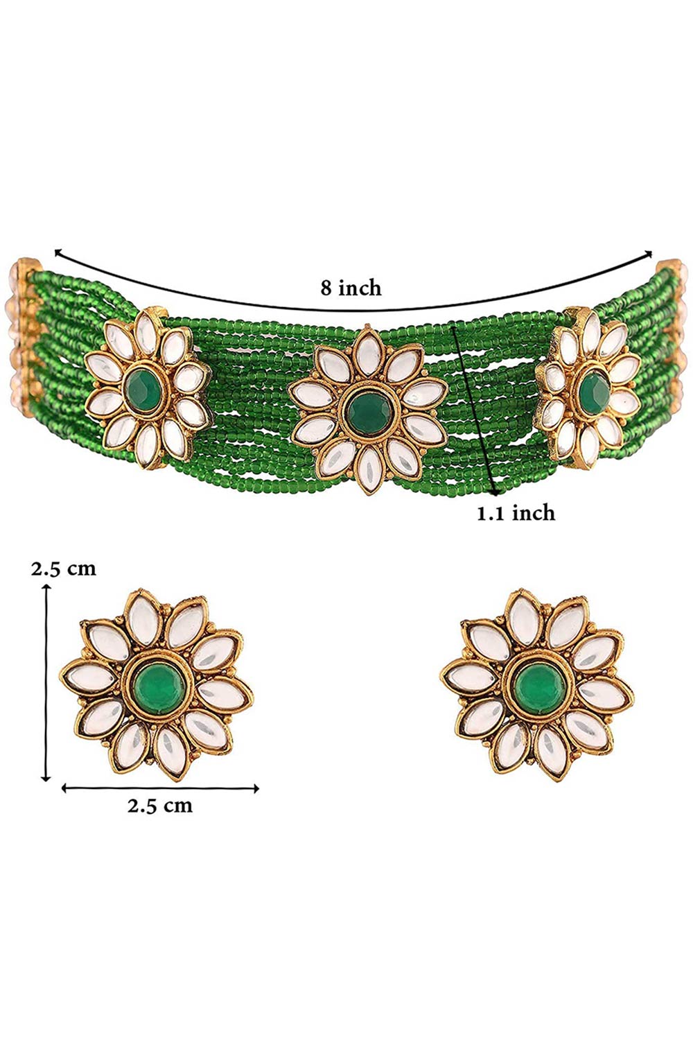 Buy Women's Alloy Choker Set in Green - Side