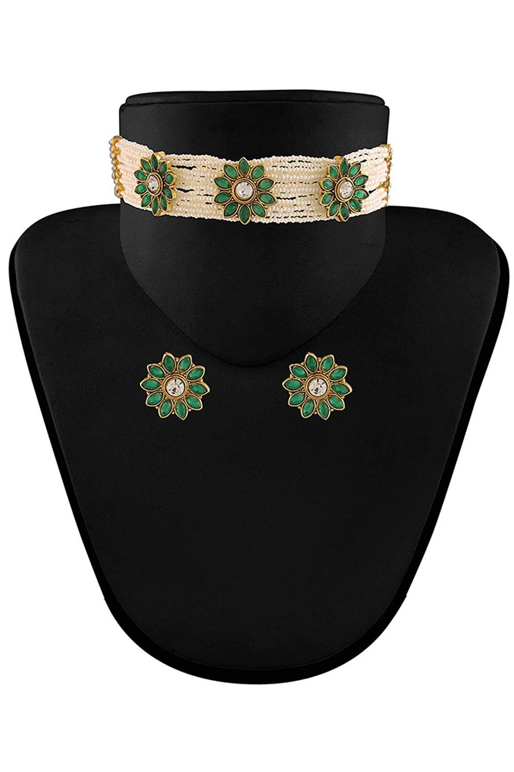 Buy Women's Alloy Choker Set in White Green