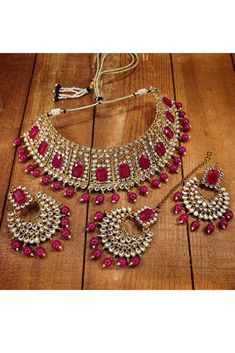 Pink Necklace With Earrings At Best Offer Price