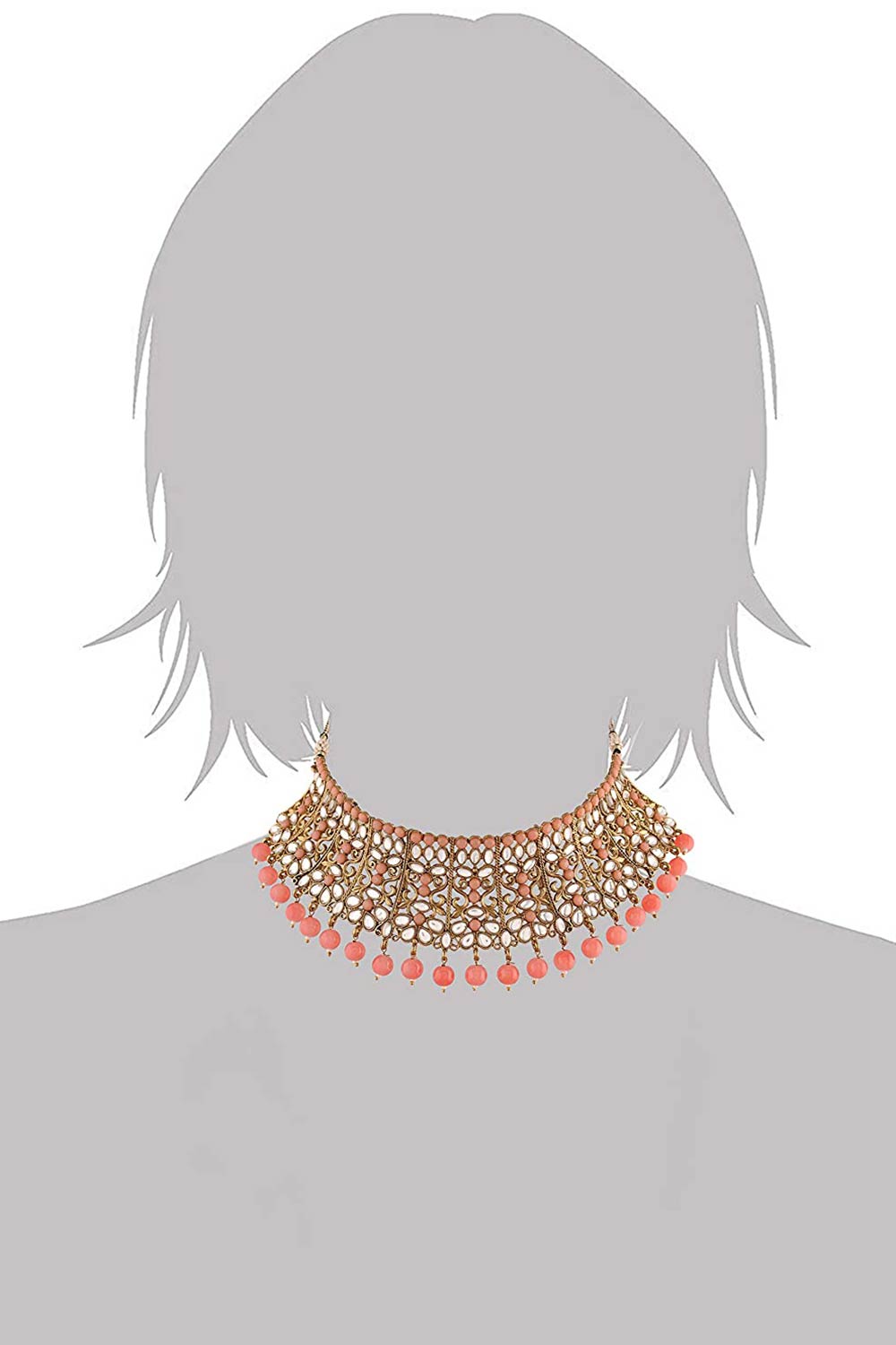 Buy Women's Alloy Choker Set in Peach - Front