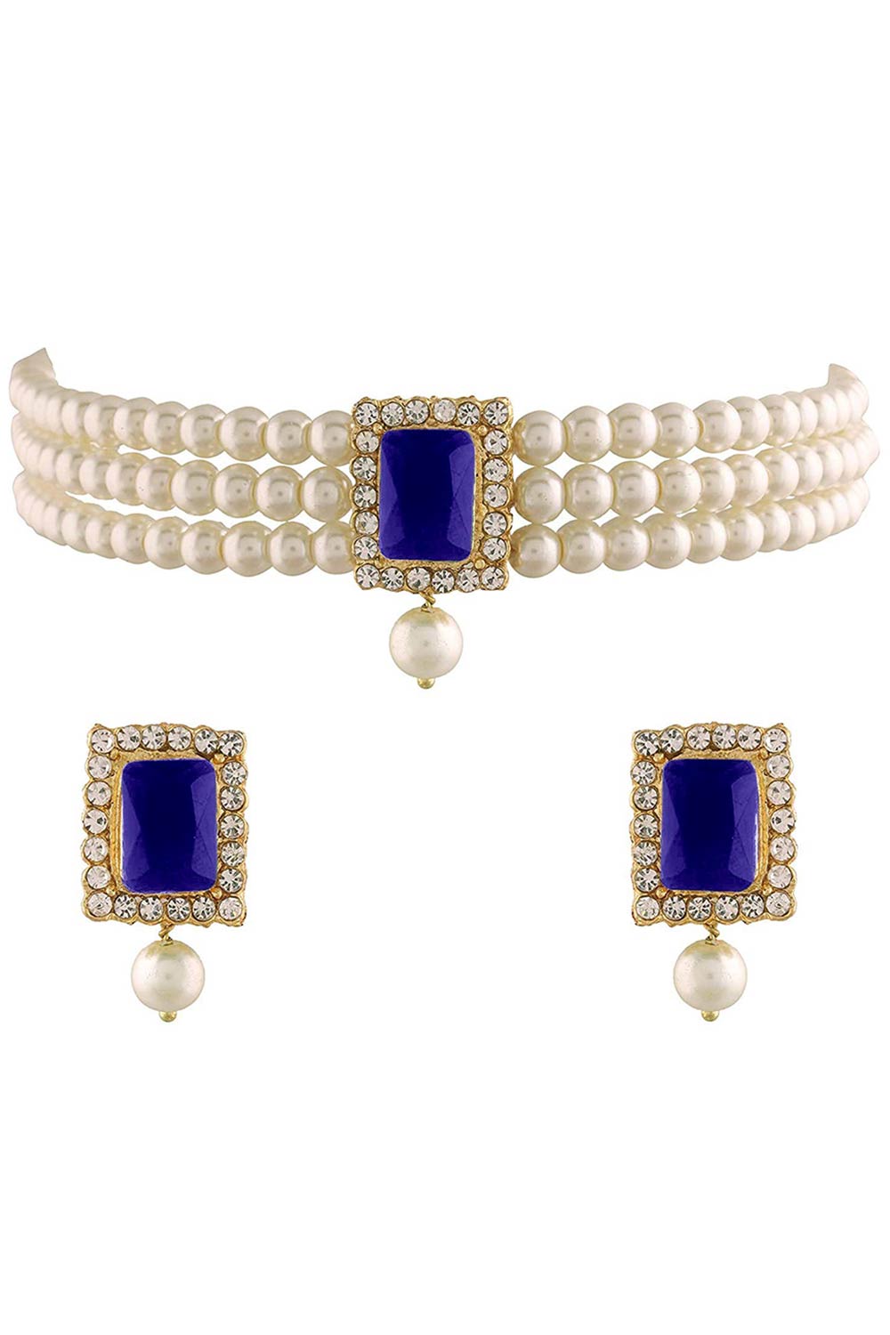 Buy Women's Alloy Choker Set in Blue - Back