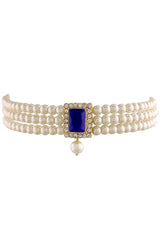 Buy Women's Alloy Choker Set in Blue - Front