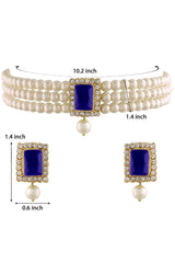 Buy Women's Alloy Choker Set in Blue - Zoom in