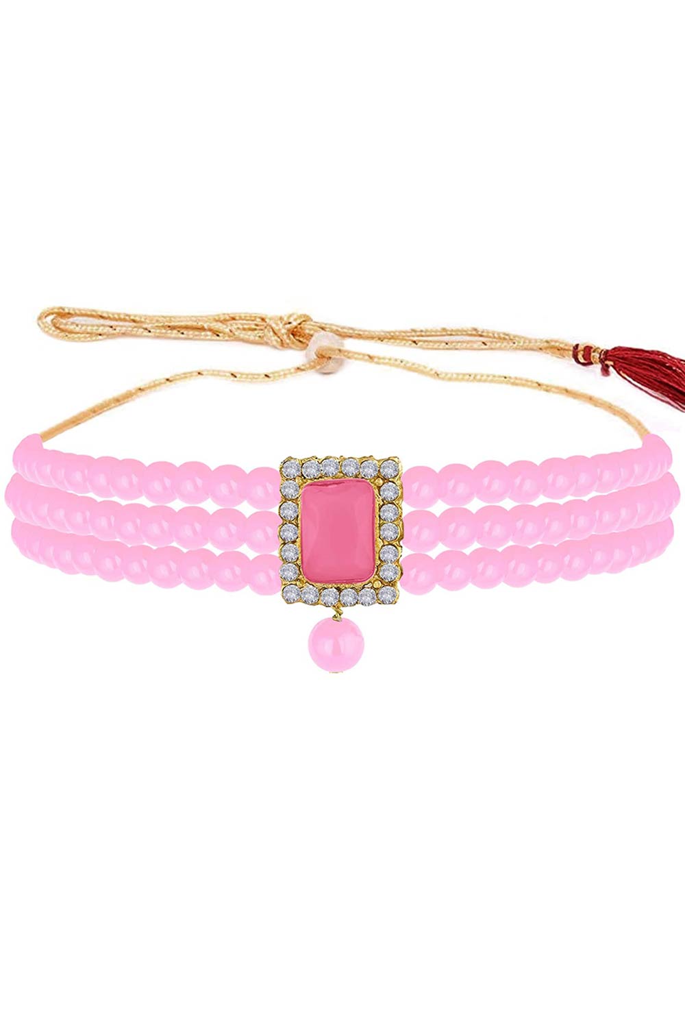 Buy Women's Alloy Choker Set in Pink - Front