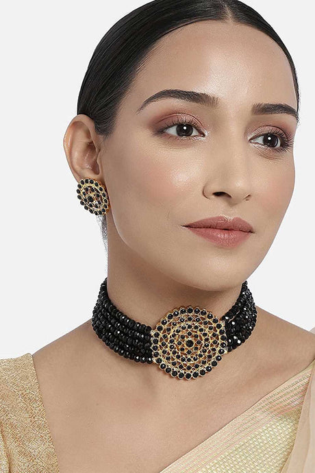 Buy Women's Alloy Necklace Set in Black