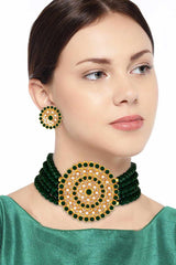 Shop Women's Necklace Set in Green and Gold