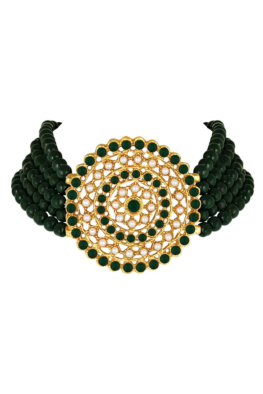Buy Online Green and Gold Jewellery Set
