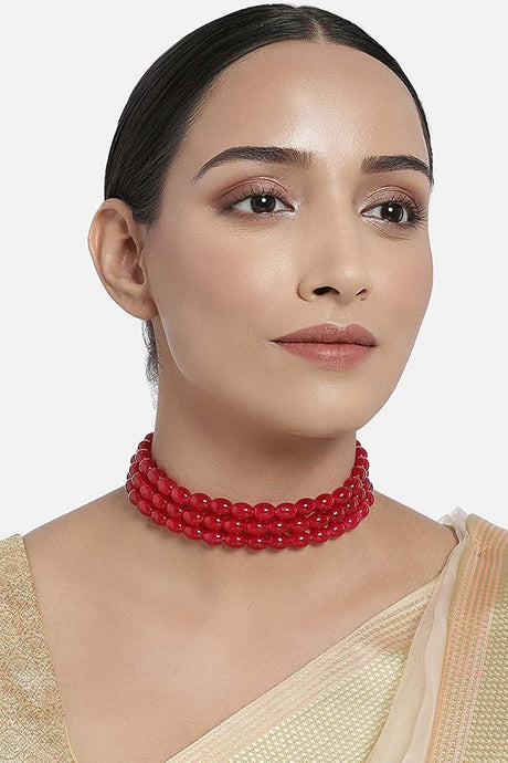 Buy Women's Alloy Necklace Set in Red