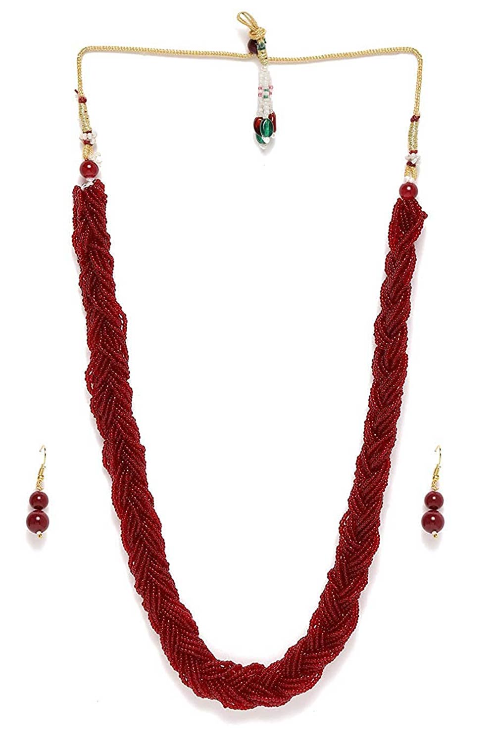 Buy Women's Alloy Bead Necklaces in Maroon - Front