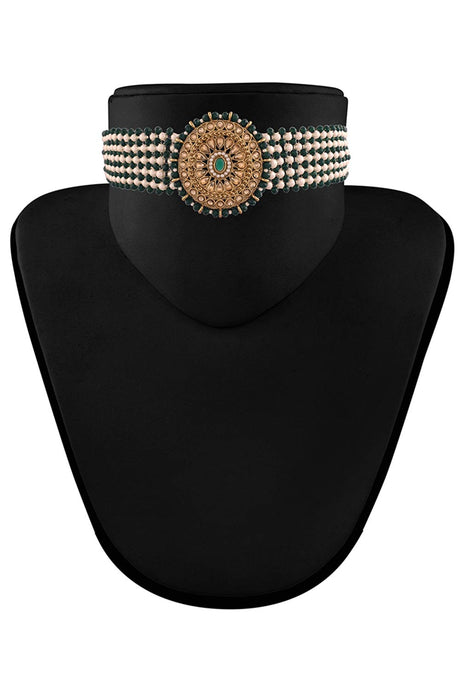 Buy Women's Alloy Choker Set in Dark Green - Back