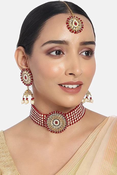 Buy Women's Alloy Choker Set in Maroon