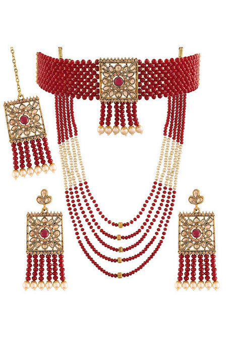 Buy Women's Alloy Choker Set in Maroon