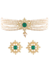 Buy Women's Alloy Choker Set in Green - Back