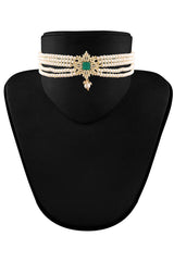 Buy Women's Alloy Choker Set in Green - Front