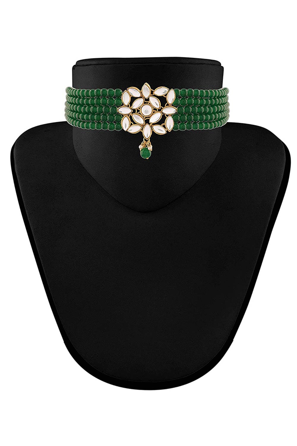 Buy Women's Alloy Choker Set in Green - Front