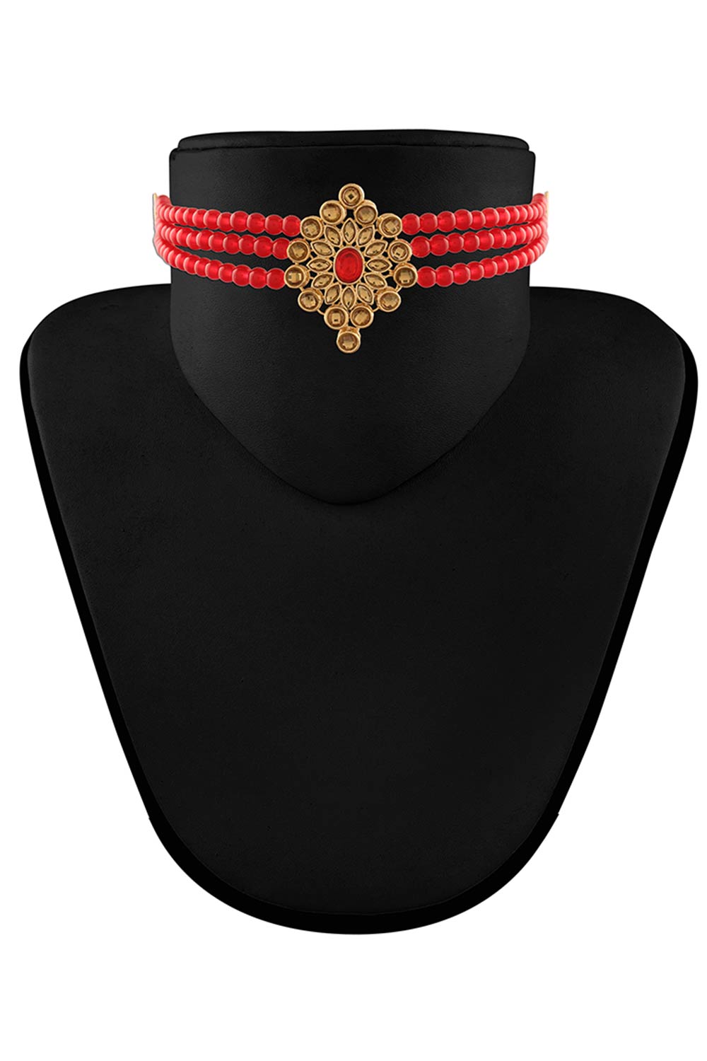 Buy Women's Alloy Choker Set in Maroon - Front