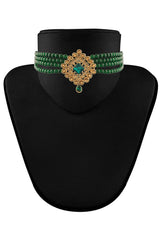 Buy Women's Alloy Choker Set in Green - Back