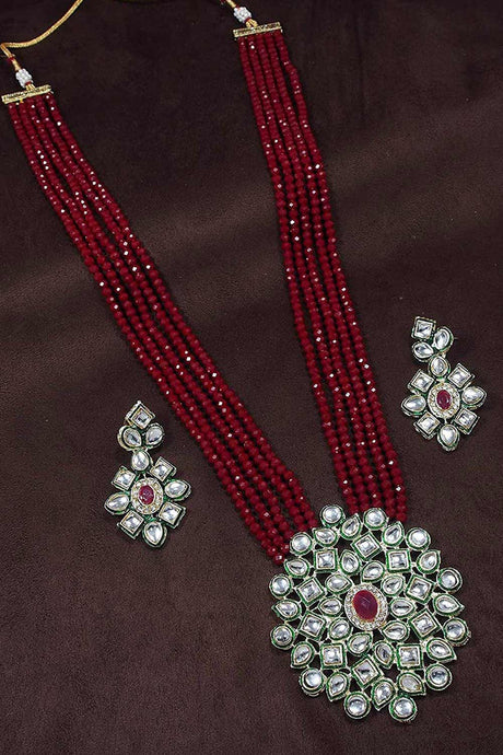 Buy Women's Alloy Bead Necklaces in Maroon