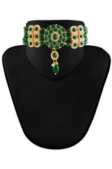 Buy Women's Alloy Choker Set in Green - Front