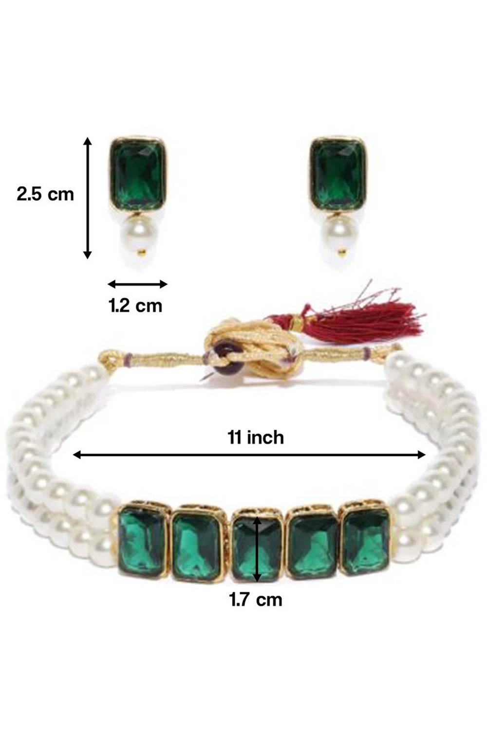 Buy Women's Alloy Choker Set in Green - Side