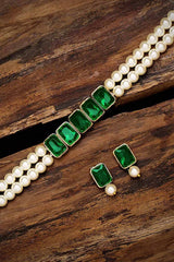 Buy Women's Alloy Choker Set in Green - Back