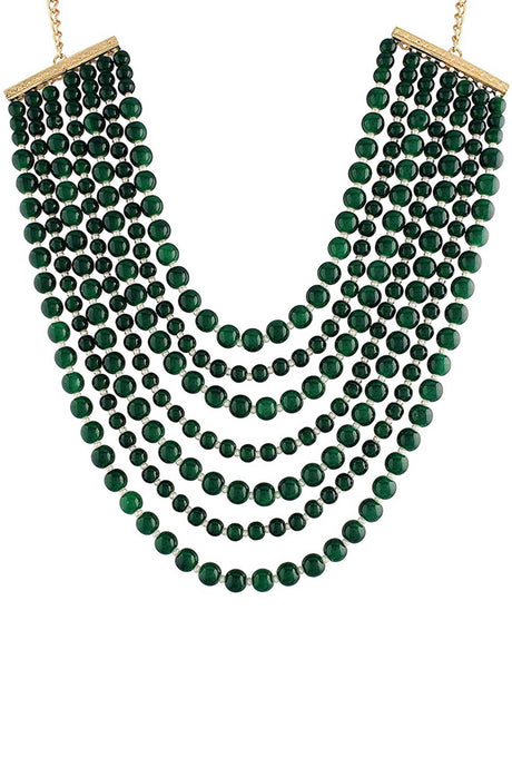 Buy Women's Alloy Bead Necklaces in Green - Back
