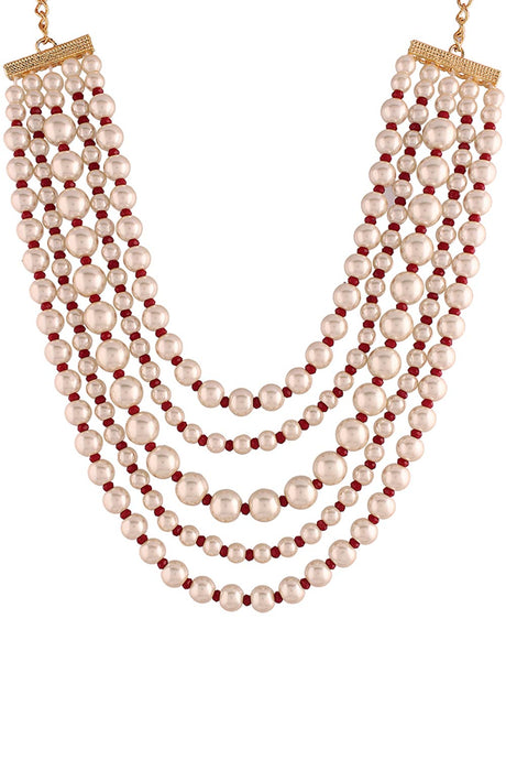 Buy Women's Alloy Bead Necklaces in Maroon - Back