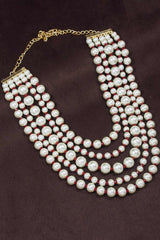 Buy Women's Alloy Bead Necklaces in Maroon - Front