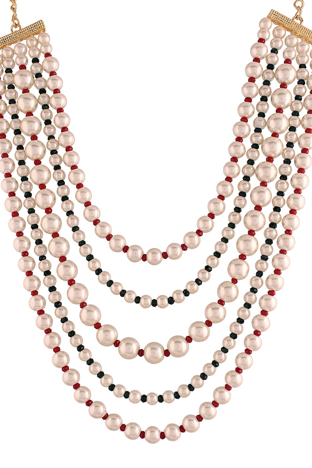 Buy Women's Alloy Bead Necklaces in Maroon Green - Back