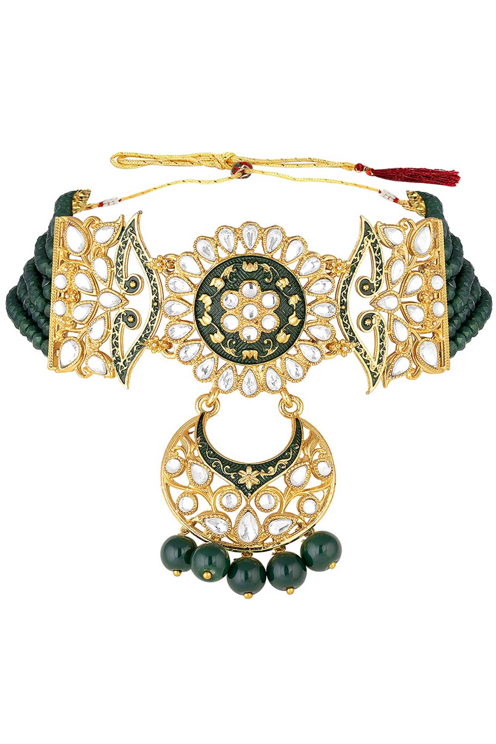 Buy Women's Alloy Choker Set in Green - Front