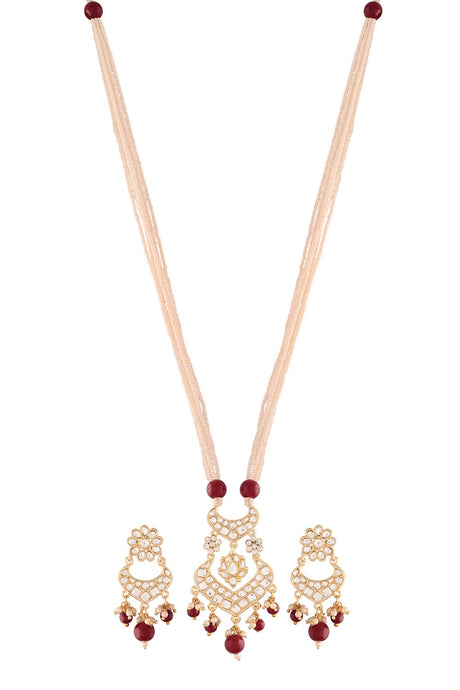 Buy Women's Alloy Necklace & Earring Sets in Maroon - Back