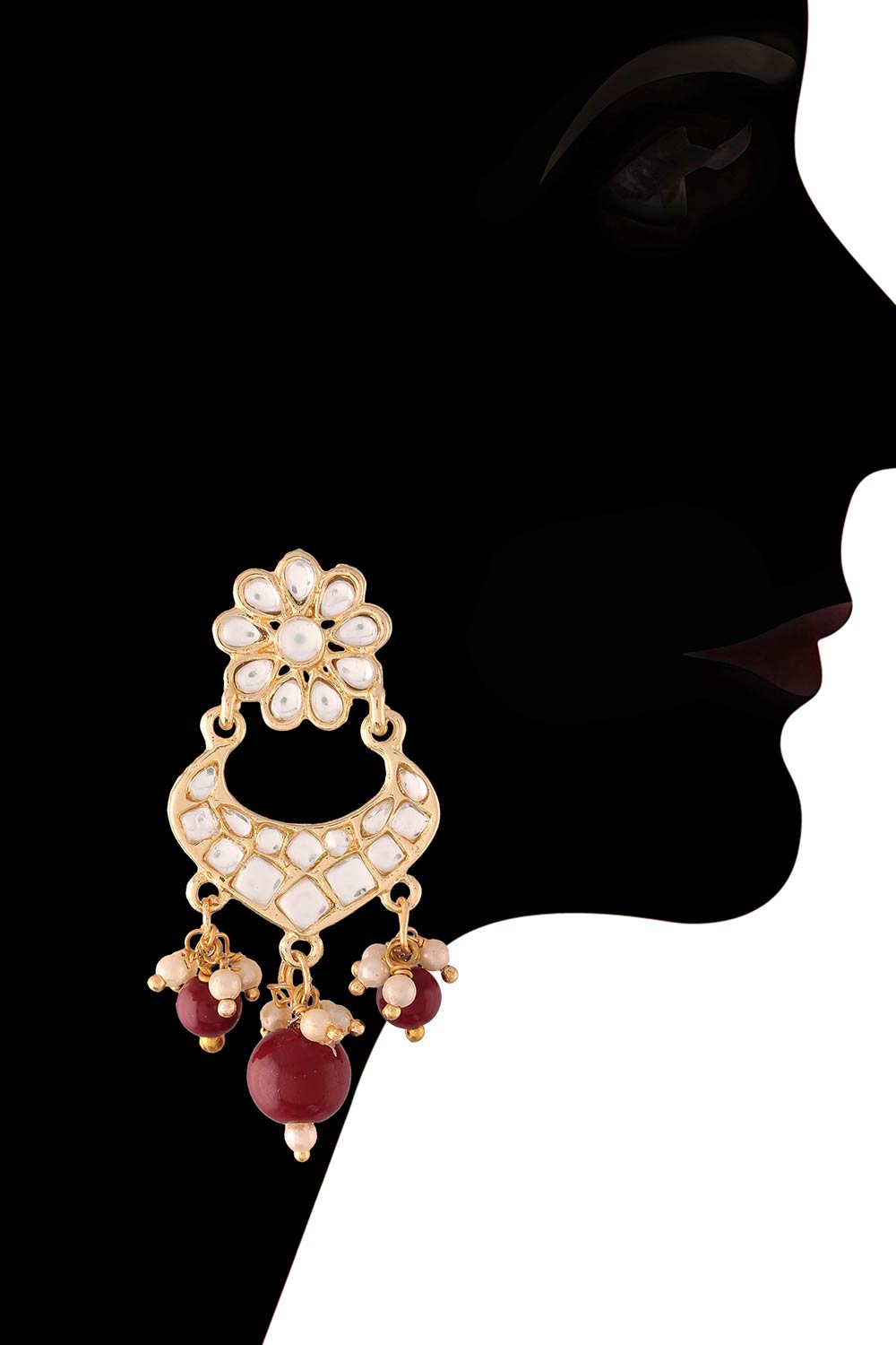 Buy Women's Alloy Necklace & Earring Sets in Maroon - Front