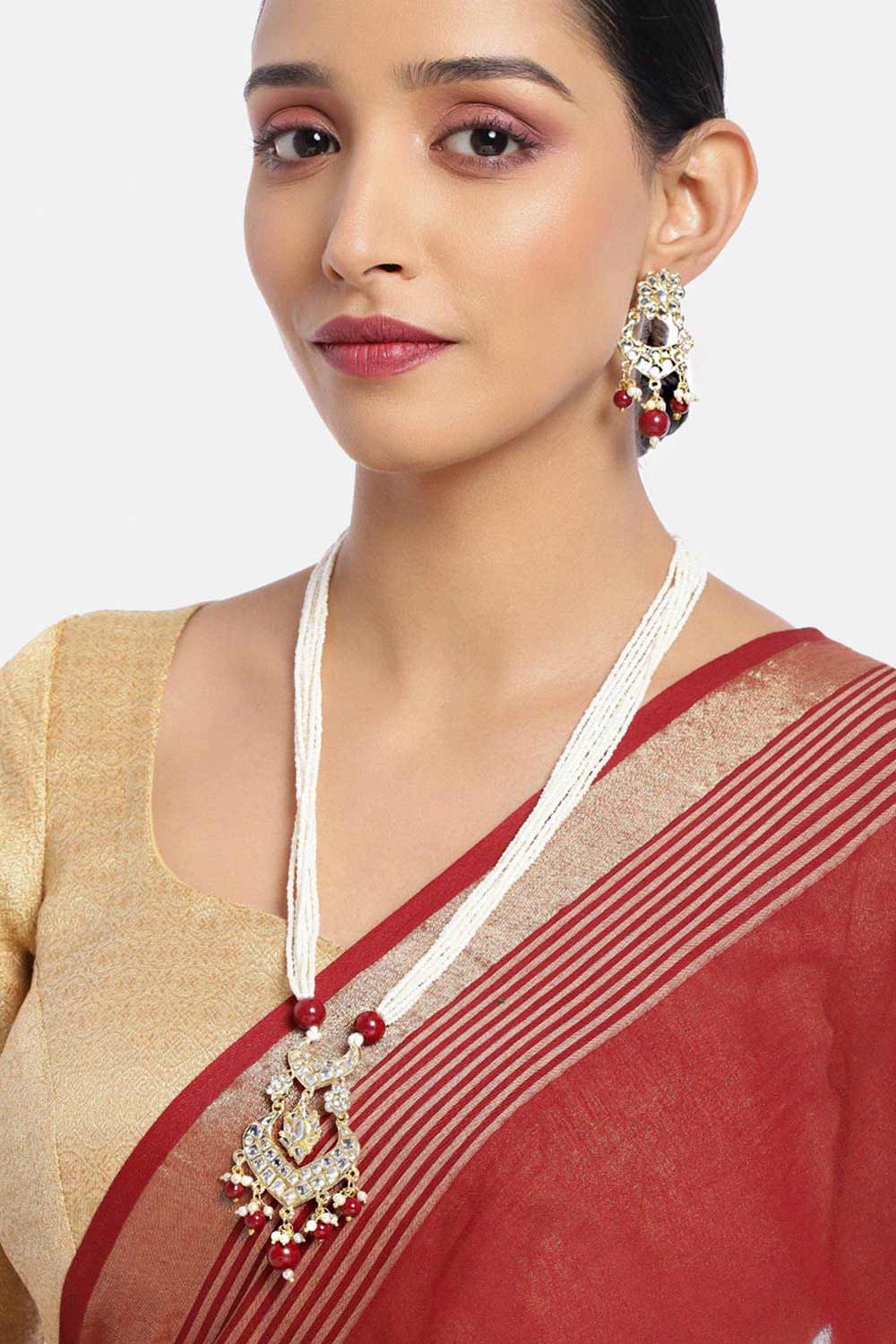 Buy Women's Alloy Necklace & Earring Sets in Maroon