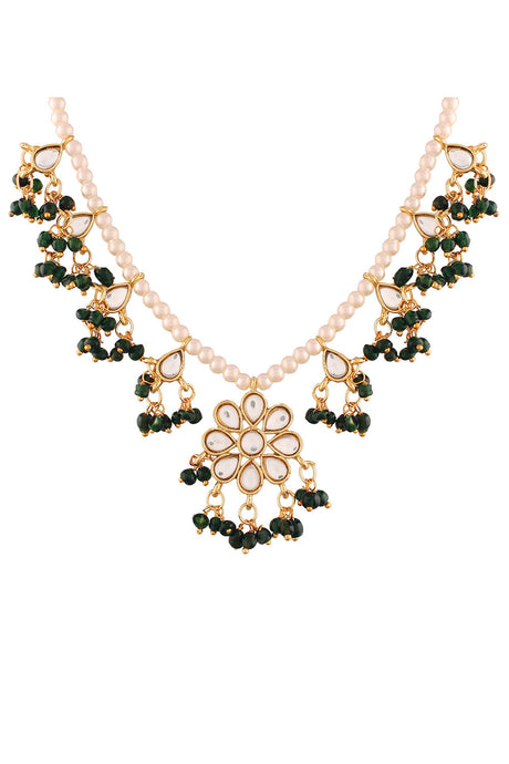 Buy Women's Alloy Necklace Set in Green Online - Back